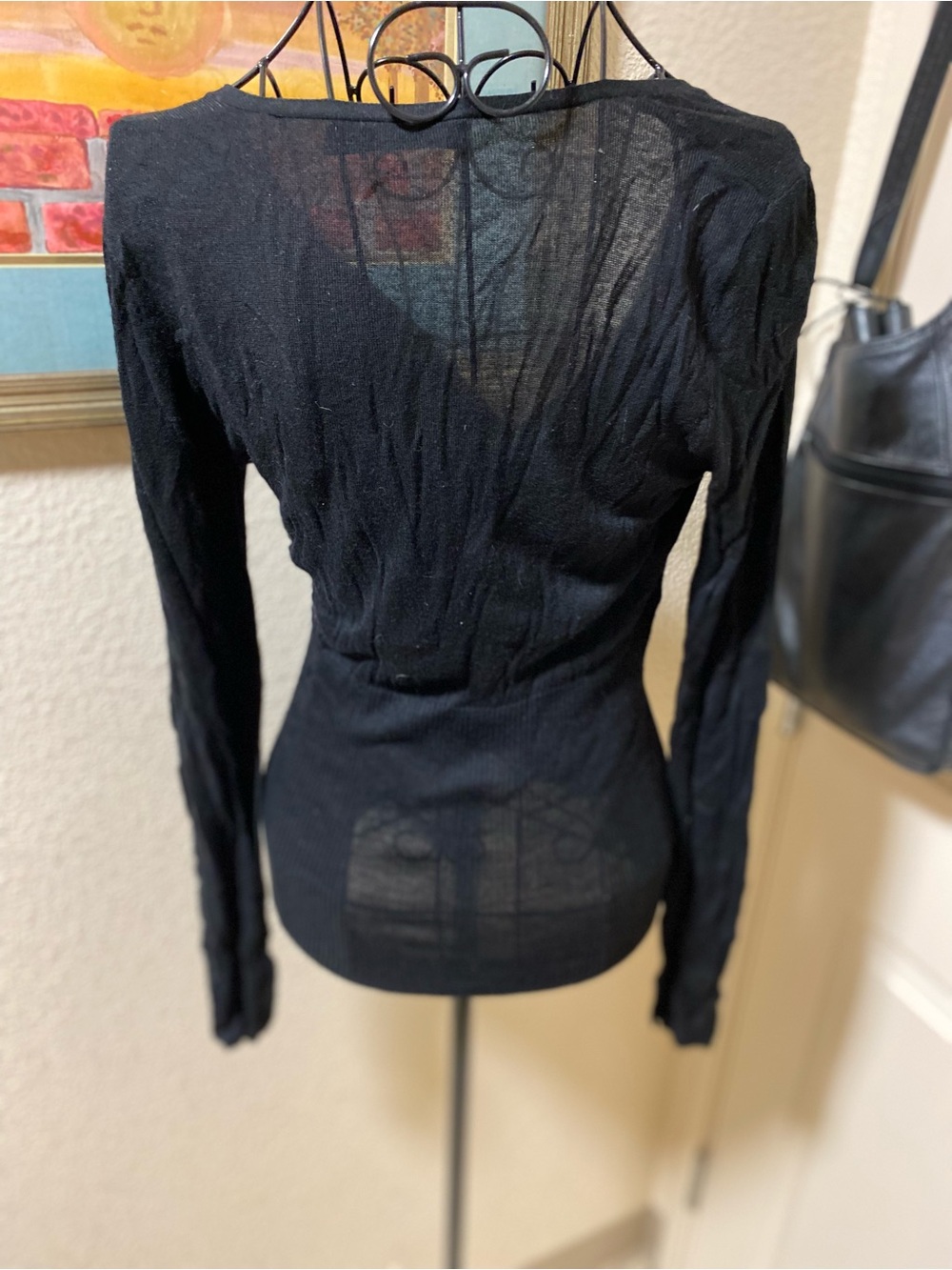 The Limited Black Ribbed V-Neck Long Sleeve Top - Picture 6 of 6